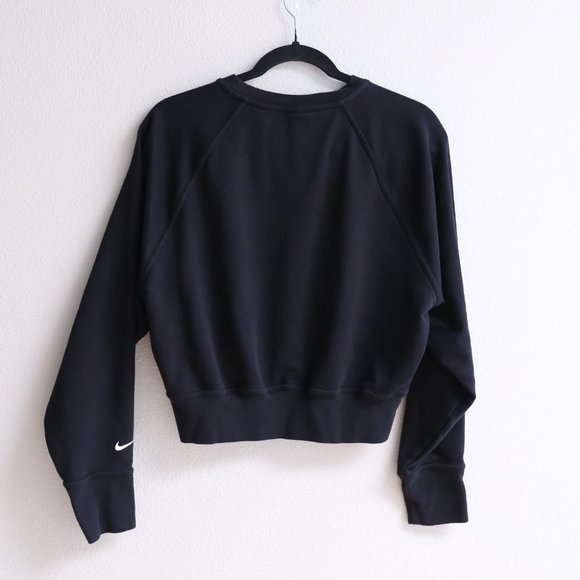 NIKE Women Cutout Crop Black Long Sleeve Sweatshirt S - Picture 9 of 17